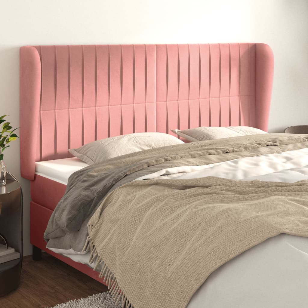 Tête de lit avec oreilles Rose 163x23x118/128 cm Velours - XIOS