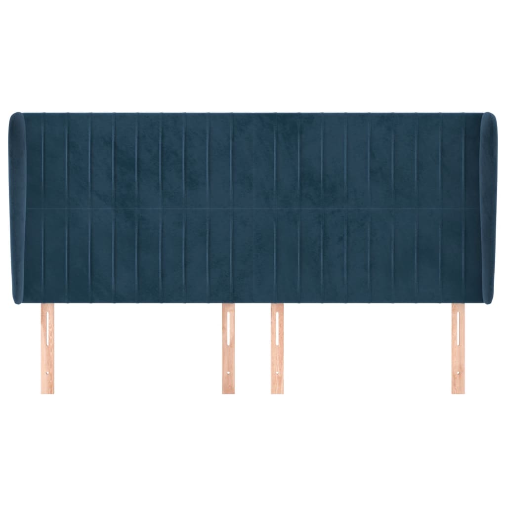 Tête de lit avec oreilles Bleu foncé 183x23x118/128 cm Velours - XIOS