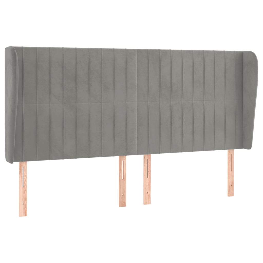 Tête de lit avec oreilles Gris clair 203x23x118/128 cm Velours - XIOS
