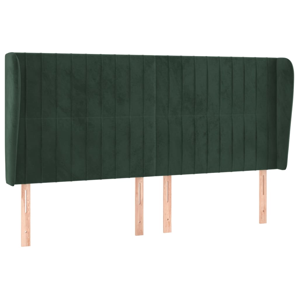 Tête de lit avec oreilles Vert foncé 203x23x118/128 cm Velours - XIOS