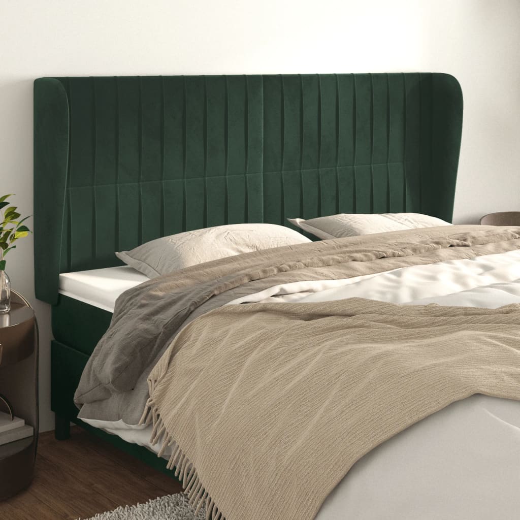 Tête de lit avec oreilles Vert foncé 203x23x118/128 cm Velours - XIOS