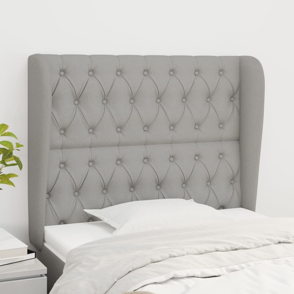 Tête de lit avec oreilles Gris clair 93x23x118/128 cm Tissu - XIOS