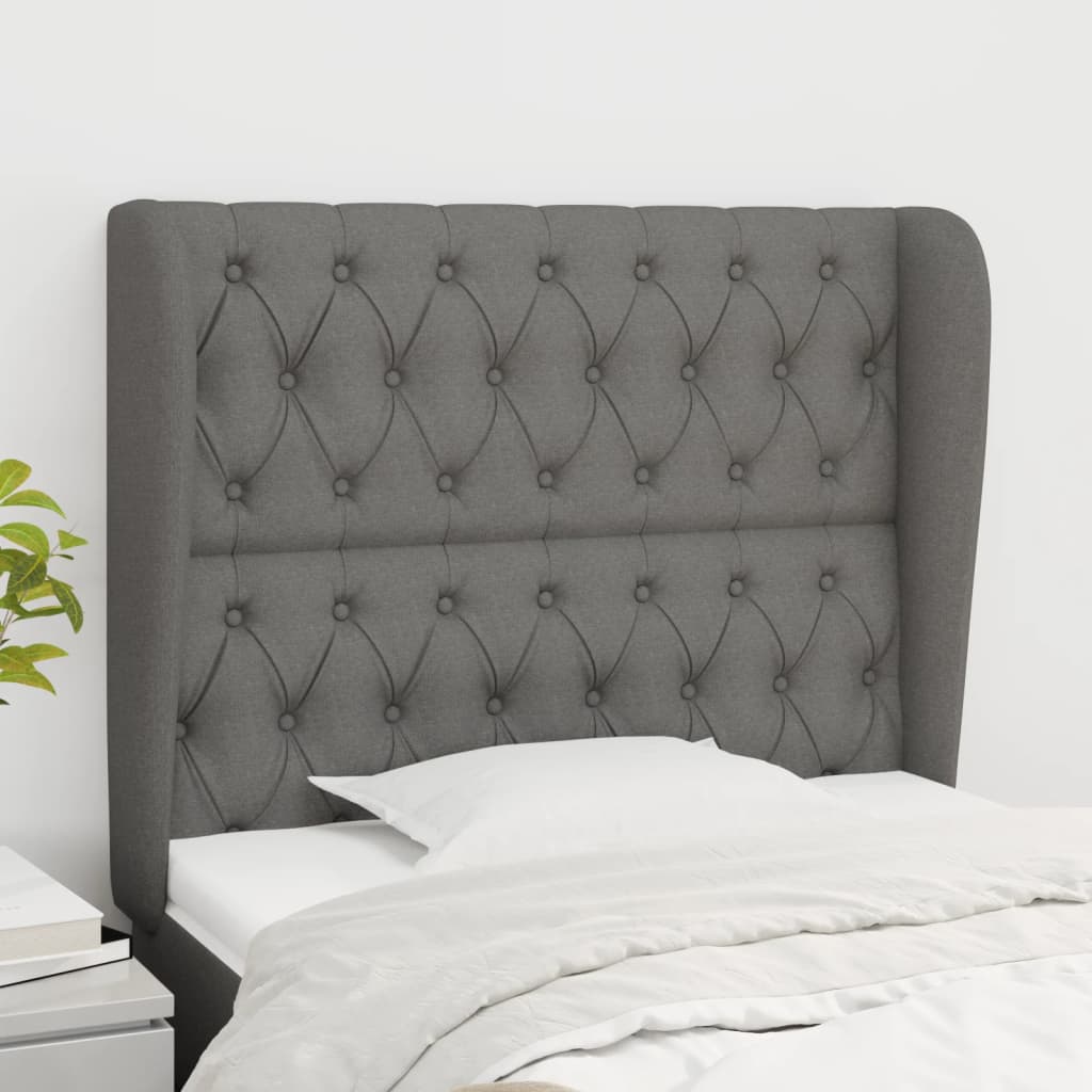 Tête de lit avec oreilles Gris foncé 93x23x118/128 cm Tissu - XIOS