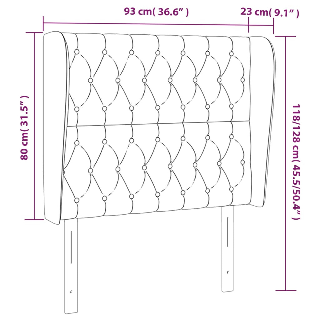 Tête de lit avec oreilles Crème 93x23x118/128 cm Tissu - XIOS