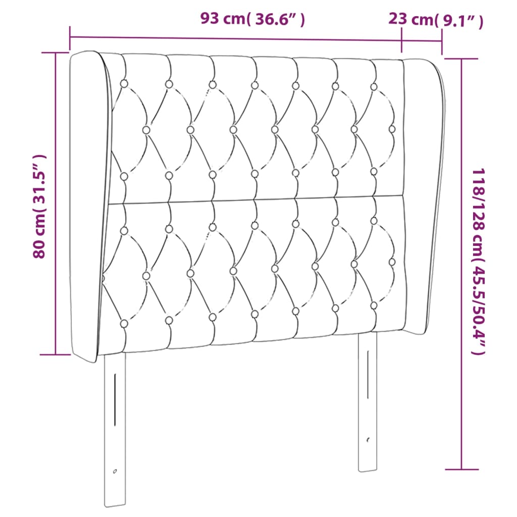 Tête de lit avec oreilles Bleu 93x23x118/128 cm Tissu - XIOS