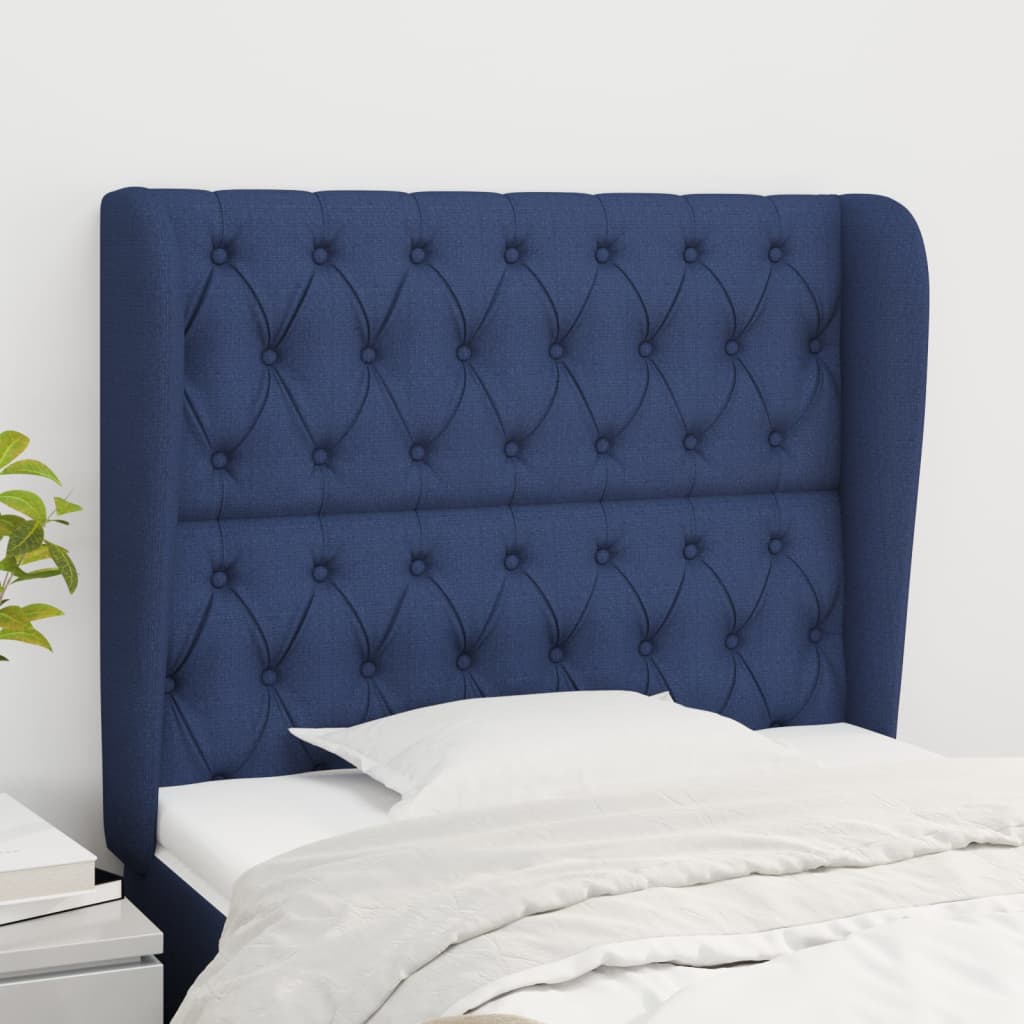 Tête de lit avec oreilles Bleu 93x23x118/128 cm Tissu - XIOS