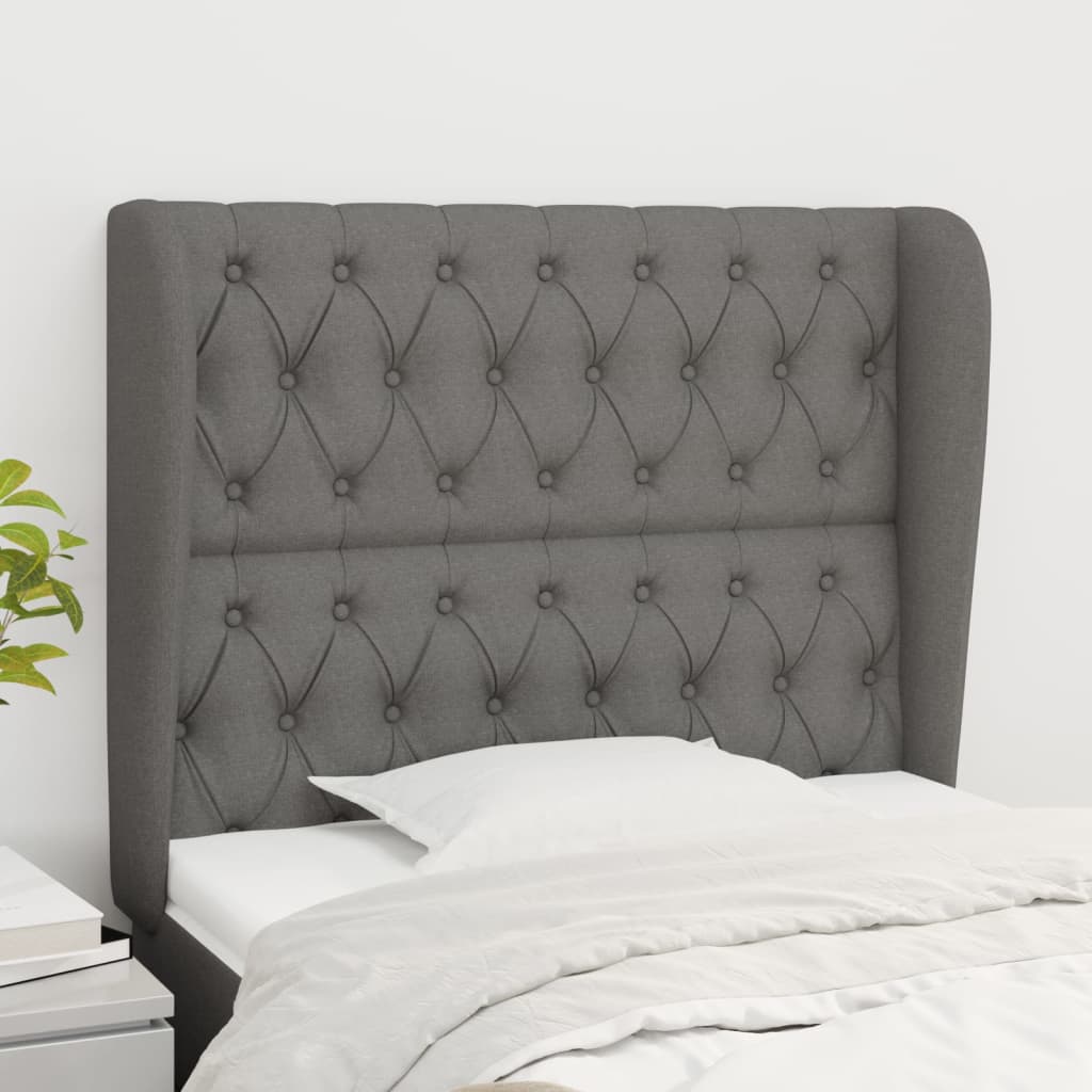 Tête de lit avec oreilles Gris foncé 103x23x118/128 cm Tissu - XIOS