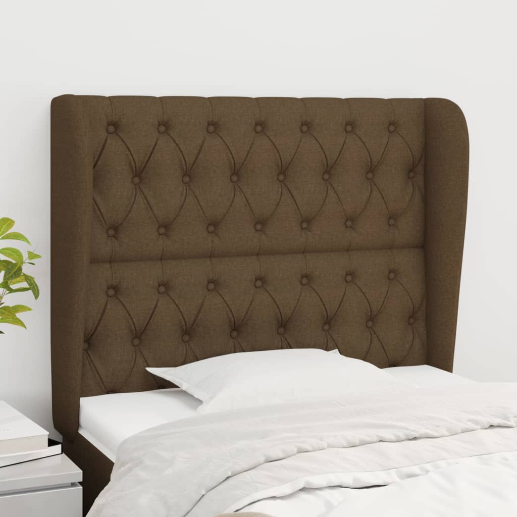 Tête de lit avec oreilles Marron foncé 103x23x118/128 cm Tissu - XIOS