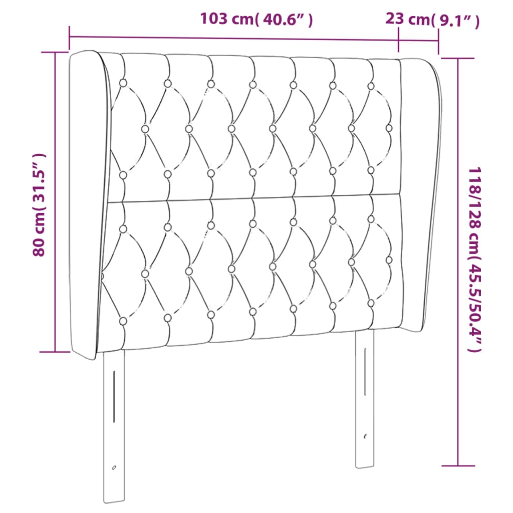 Tête de lit avec oreilles Bleu 103x23x118/128 cm Tissu - XIOS
