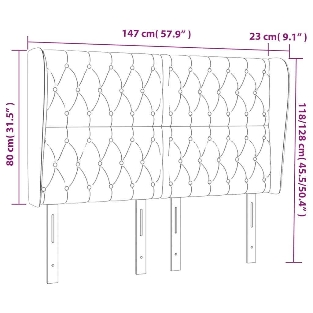 Tête de lit avec oreilles Gris clair 147x23x118/128 cm Tissu - XIOS