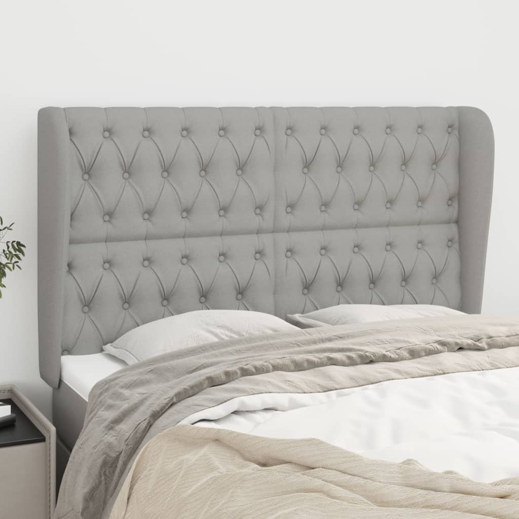 Tête de lit avec oreilles Gris clair 147x23x118/128 cm Tissu - XIOS