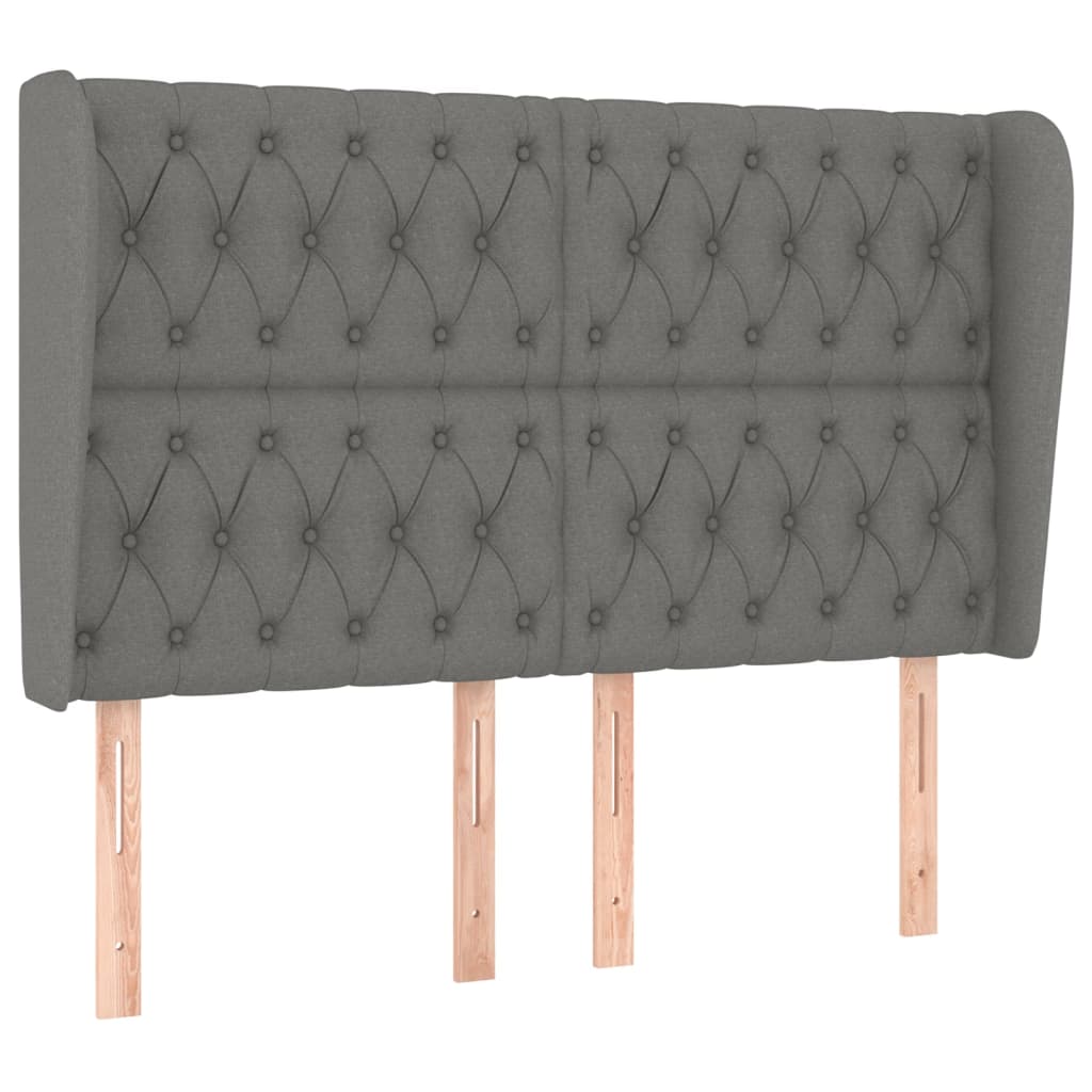 Tête de lit avec oreilles Gris foncé 147x23x118/128 cm Tissu - XIOS