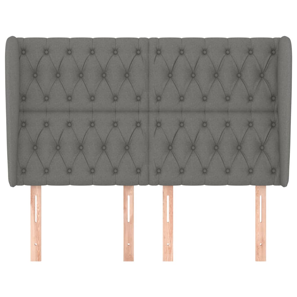 Tête de lit avec oreilles Gris foncé 147x23x118/128 cm Tissu - XIOS
