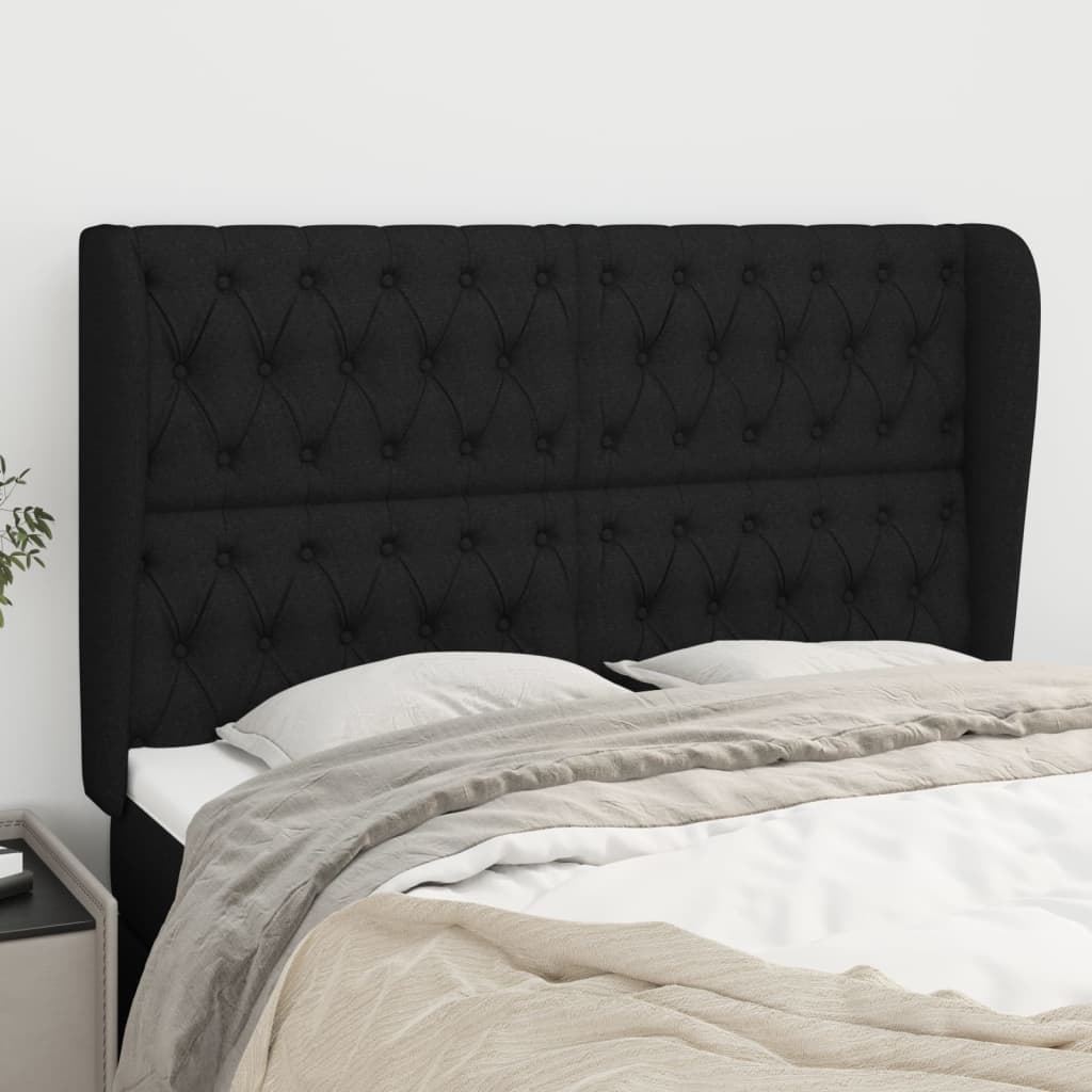 Tête de lit avec oreilles Noir 147x23x118/128 cm Tissu - XIOS