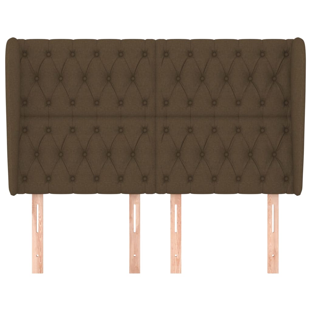 Tête de lit avec oreilles Marron foncé 147x23x118/128 cm Tissu - XIOS