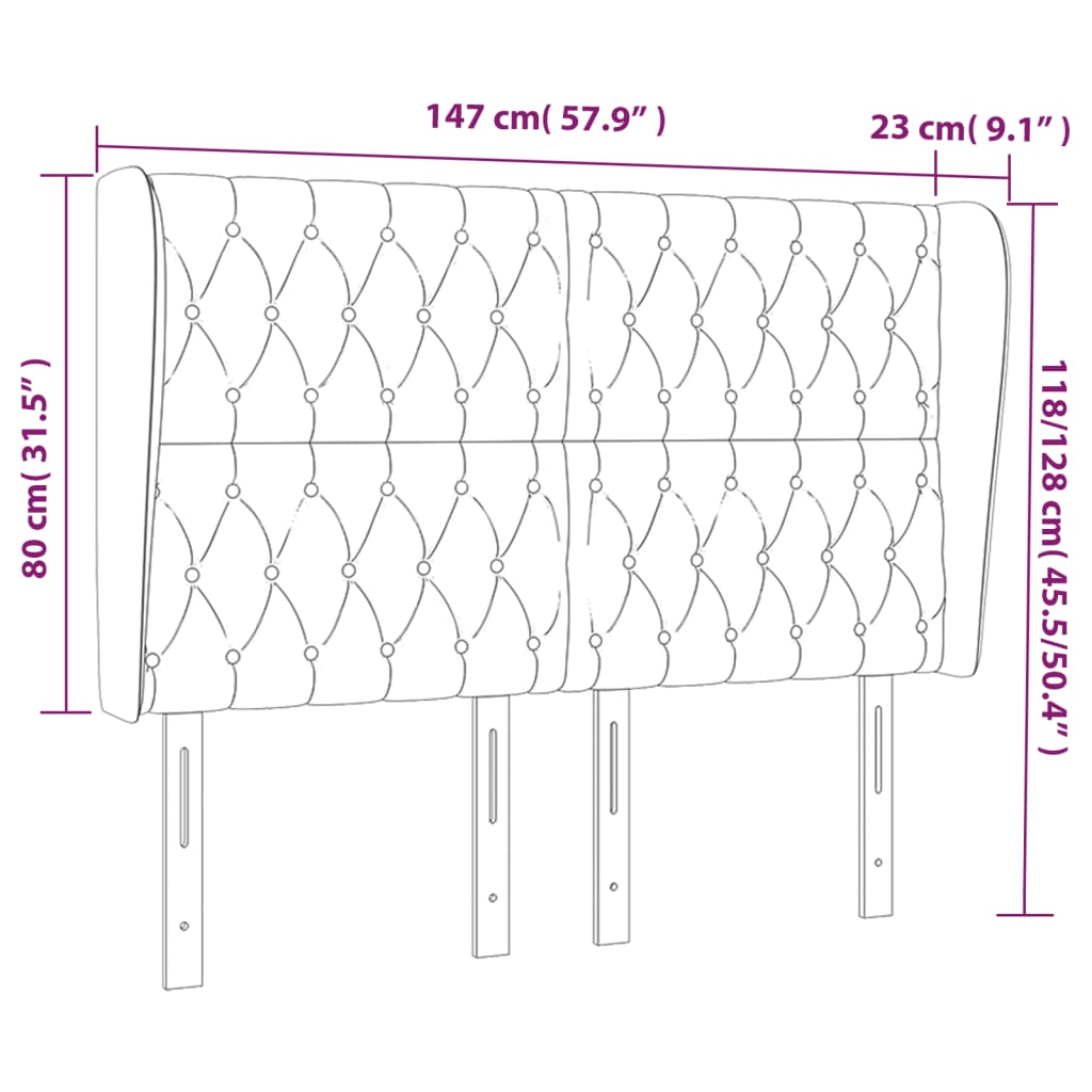 Tête de lit avec oreilles Bleu 147x23x118/128 cm Tissu - XIOS