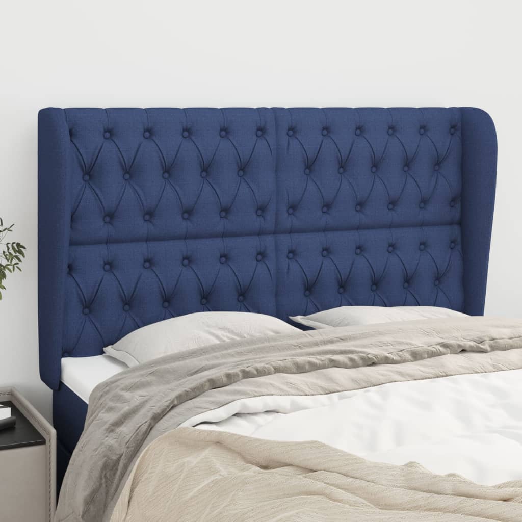 Tête de lit avec oreilles Bleu 147x23x118/128 cm Tissu - XIOS