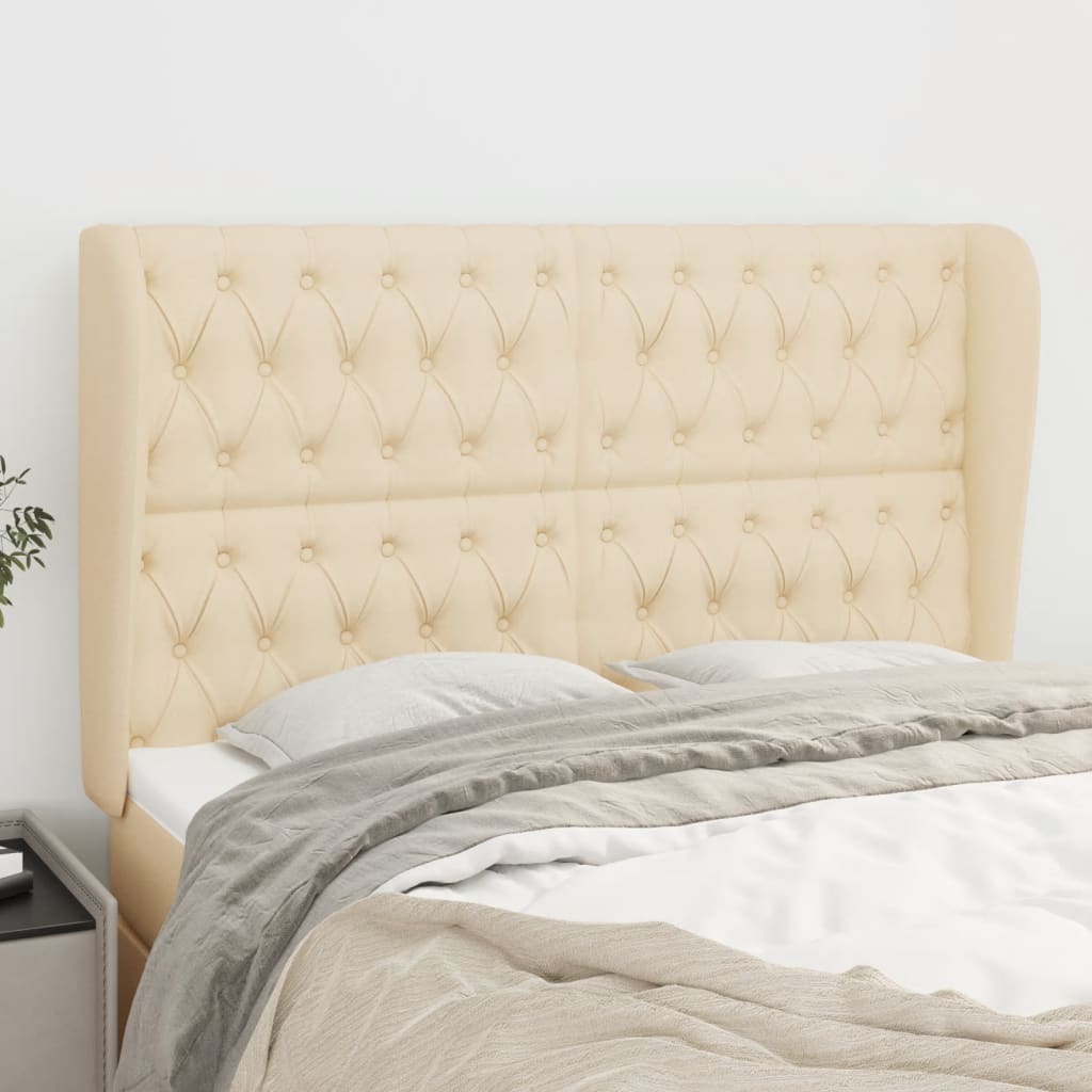 Tête de lit avec oreilles Crème 163x23x118/128 cm Tissu - XIOS