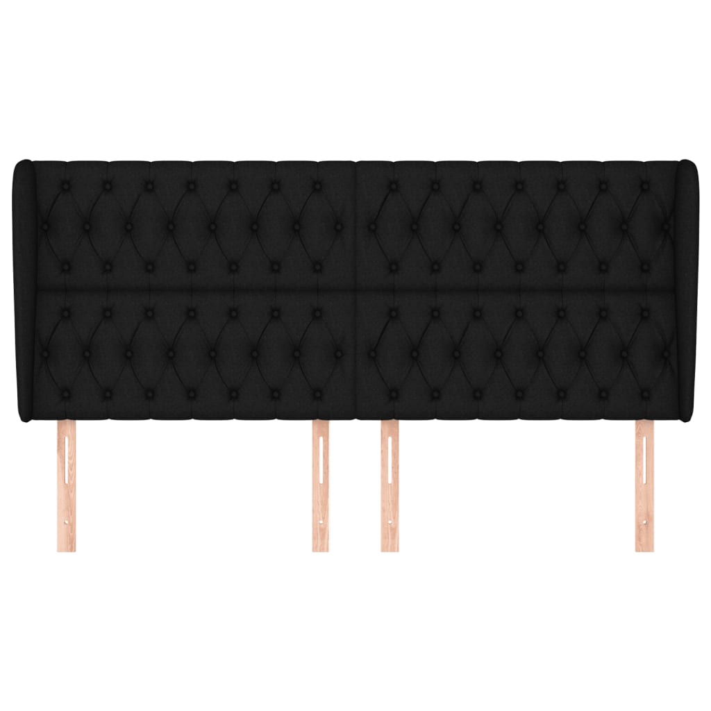 Tête de lit avec oreilles Noir 183x23x118/128 cm Tissu - XIOS