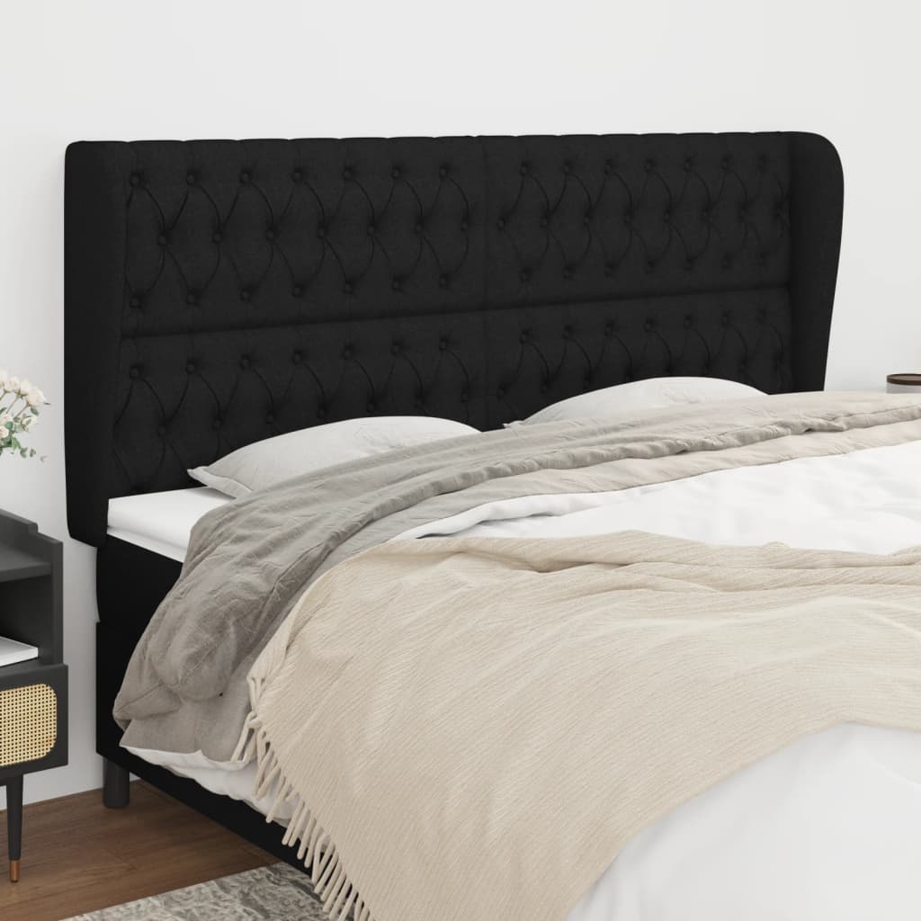 Tête de lit avec oreilles Noir 183x23x118/128 cm Tissu - XIOS