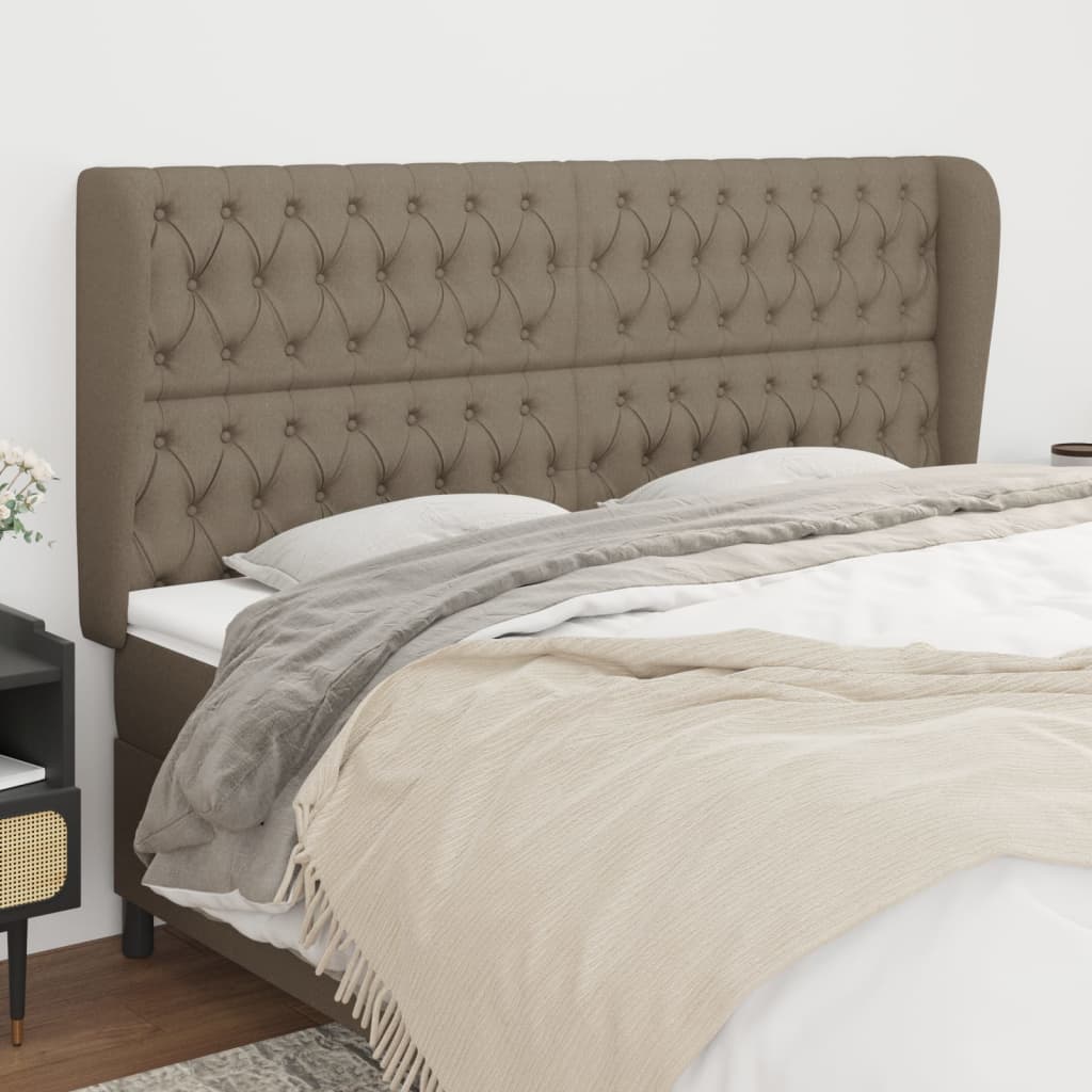 Tête de lit avec oreilles Taupe 203x23x118/128 cm Tissu