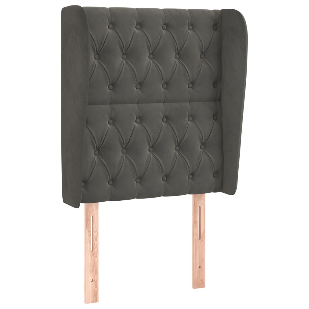 Tête de lit avec oreilles Gris foncé 83x23x118/128 cm Velours - XIOS