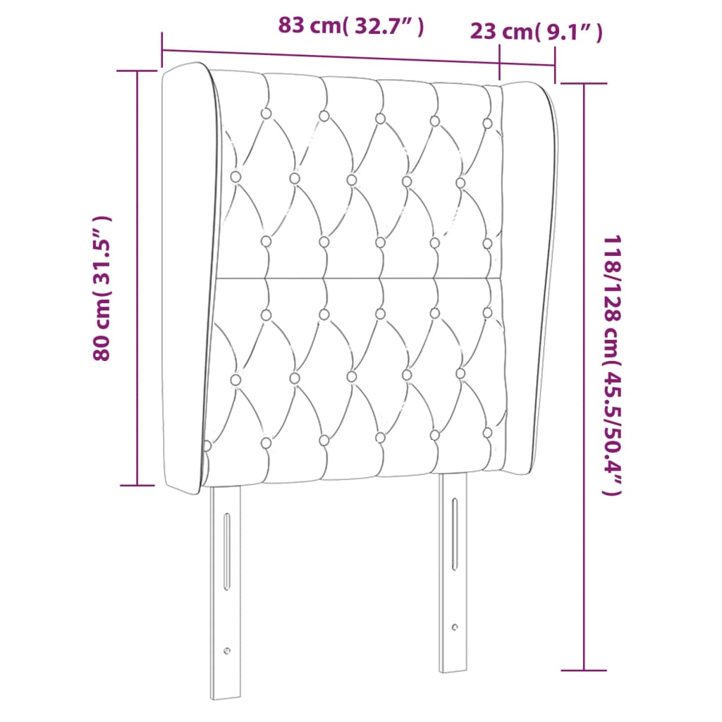 Tête de lit avec oreilles Gris foncé 83x23x118/128 cm Velours - XIOS