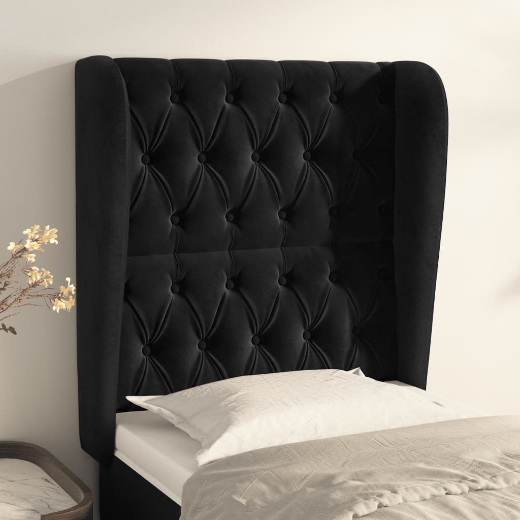 Tête de lit avec oreilles Noir 83x23x118/128 cm Velours - XIOS