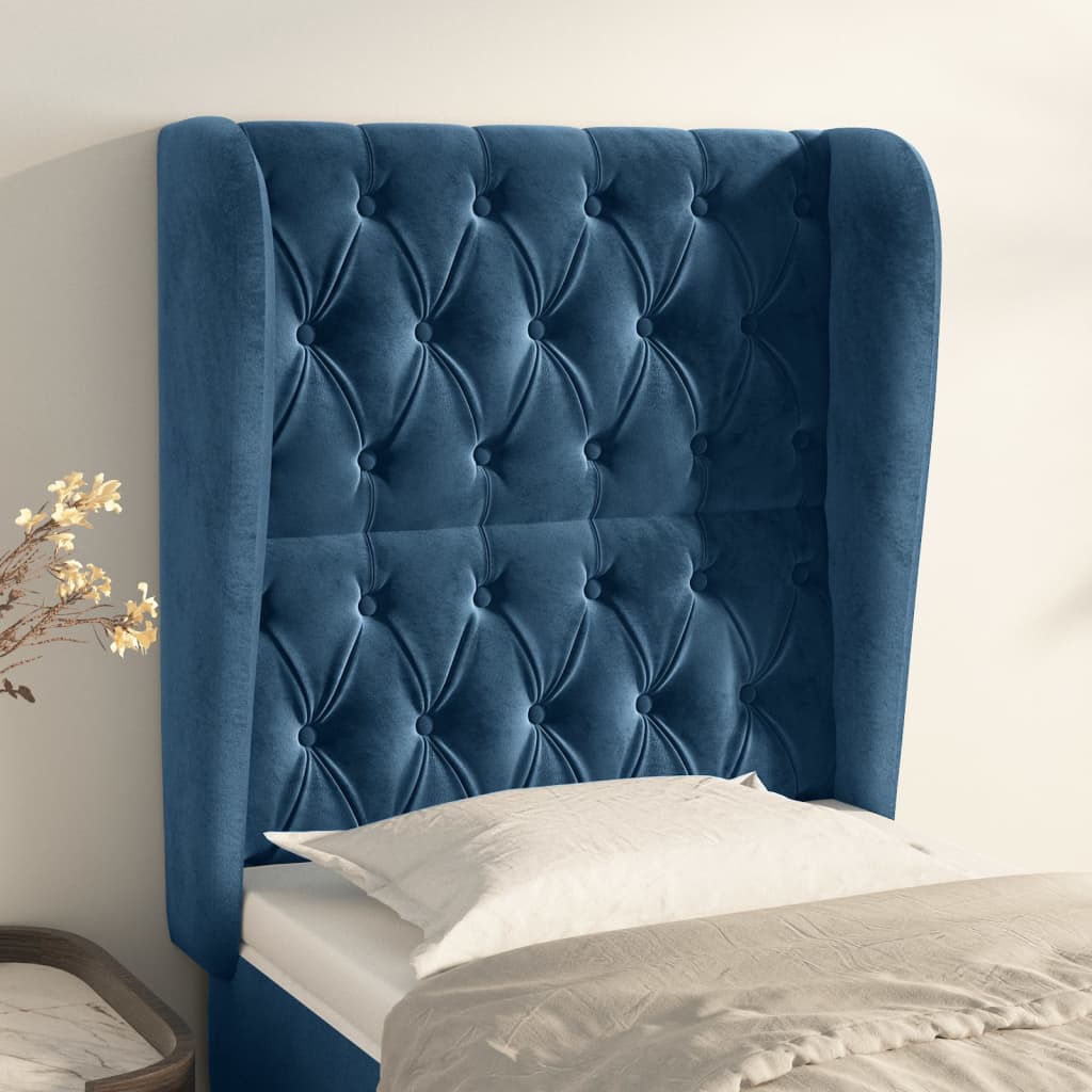 Tête de lit avec oreilles Bleu foncé 83x23x118/128 cm Velours - XIOS