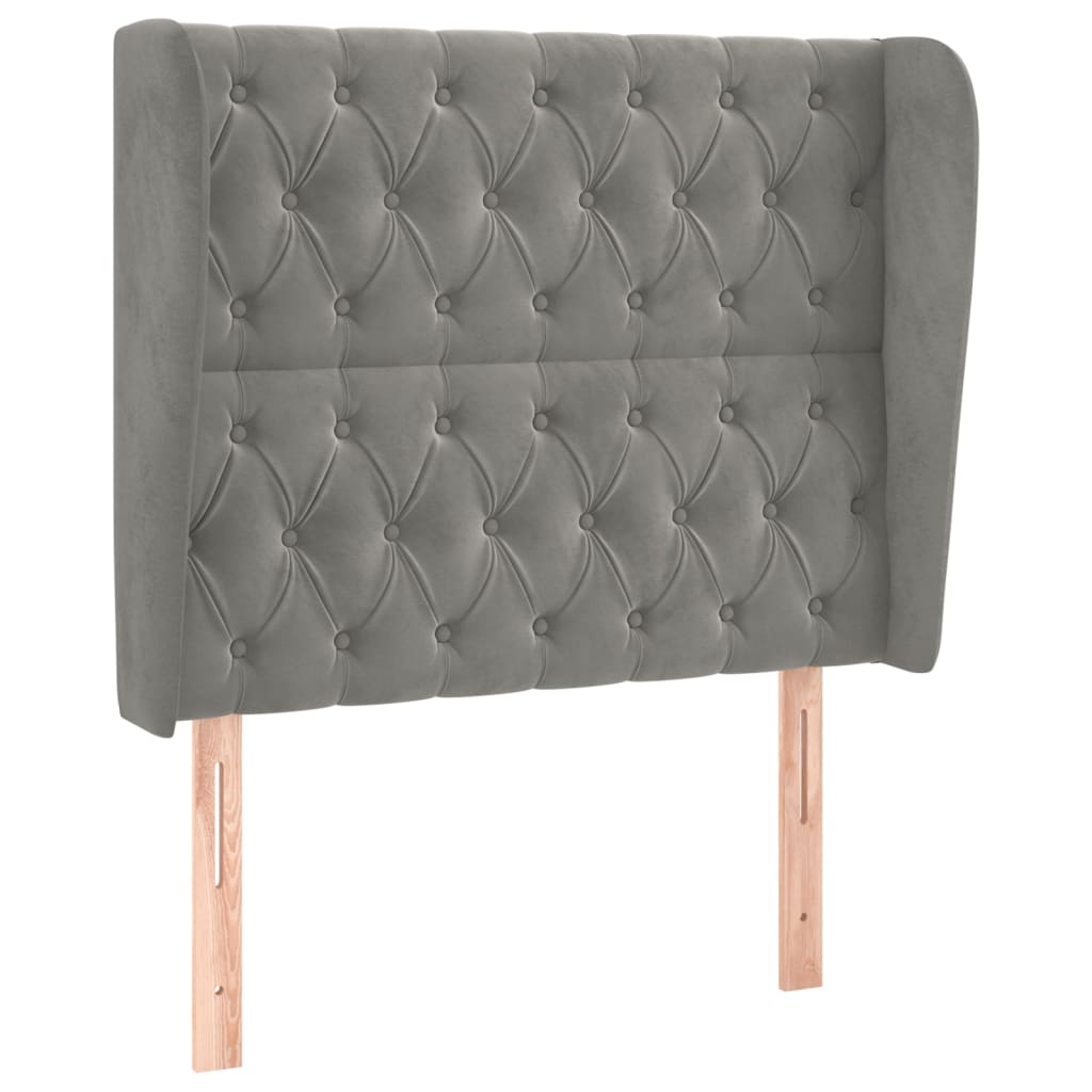 Tête de lit avec oreilles Gris clair 93x23x118/128 cm Velours - XIOS