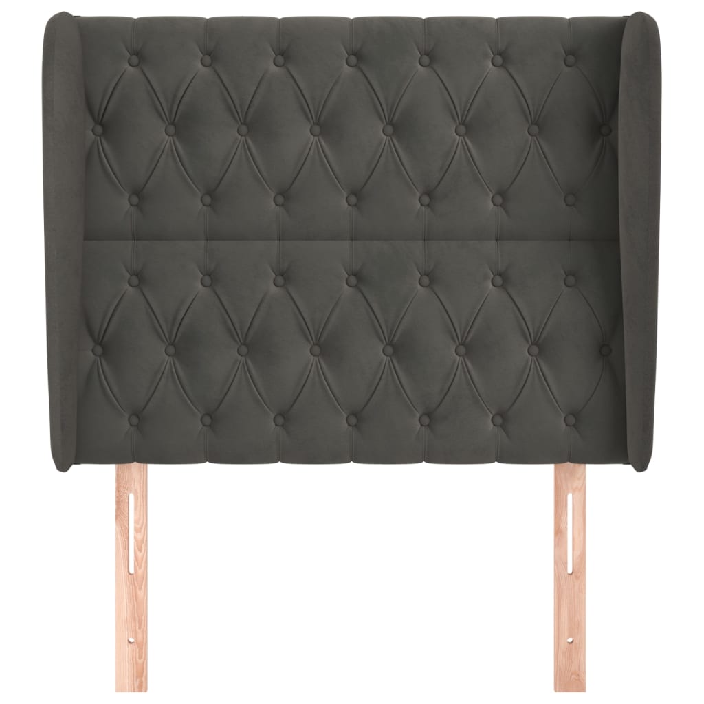 Tête de lit avec oreilles Gris foncé 93x23x118/128 cm Velours - XIOS