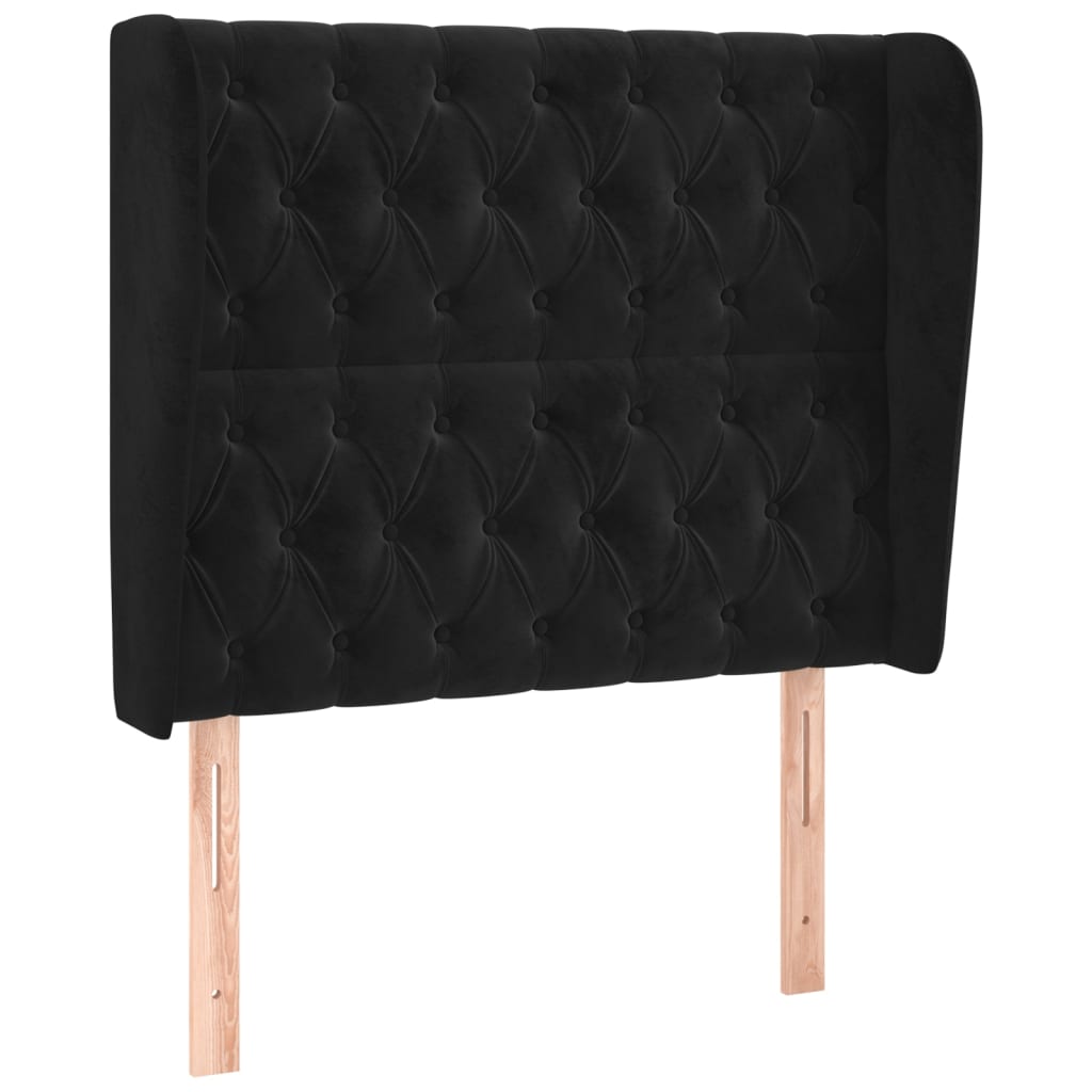 Tête de lit avec oreilles Noir 93x23x118/128 cm Velours - XIOS