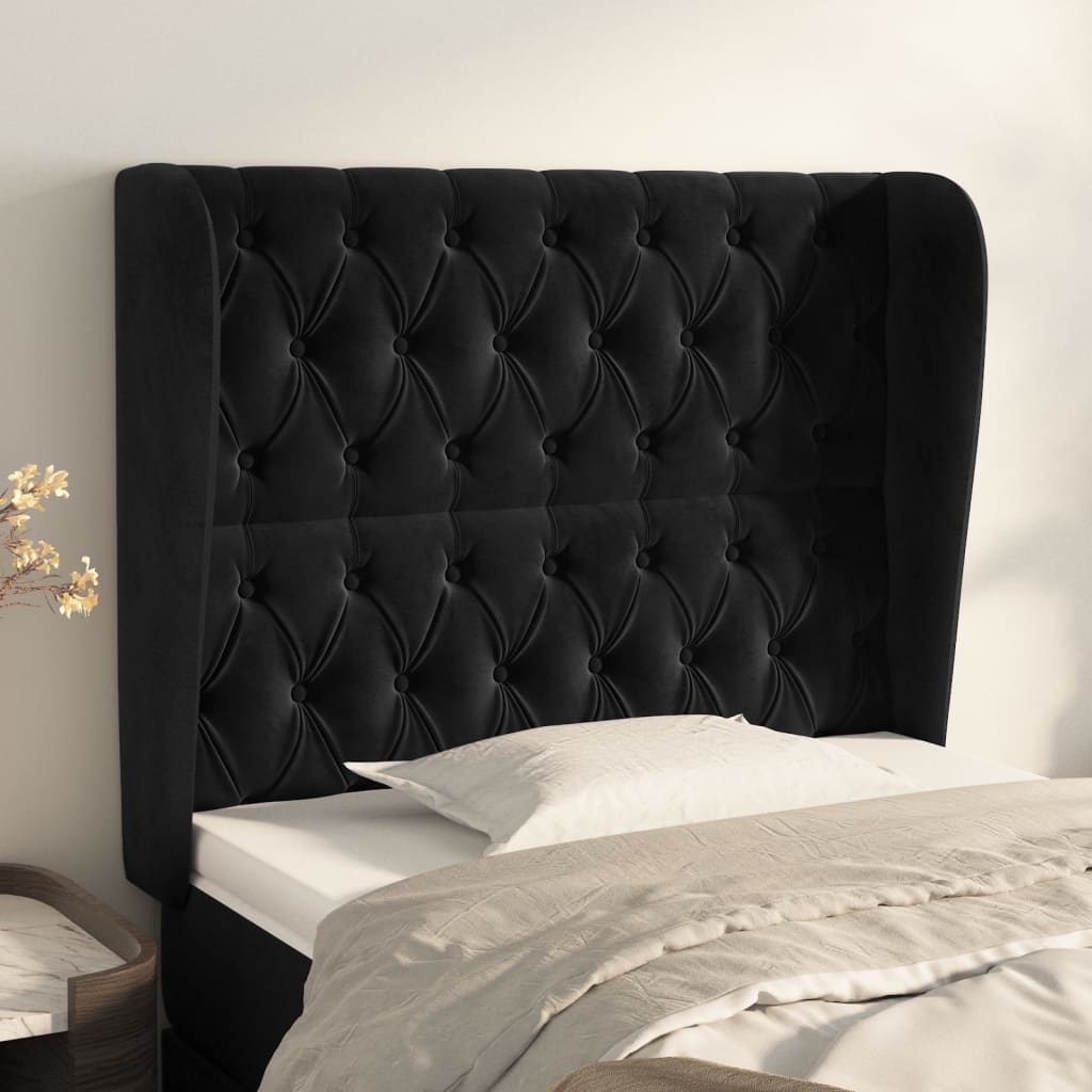 Tête de lit avec oreilles Noir 93x23x118/128 cm Velours - XIOS