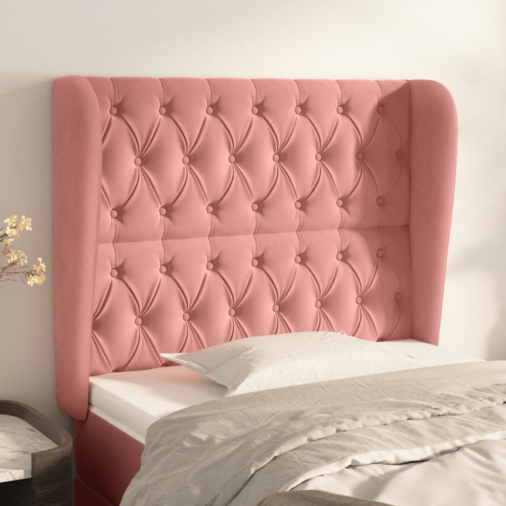 Tête de lit avec oreilles Rose 93x23x118/128 cm Velours - XIOS