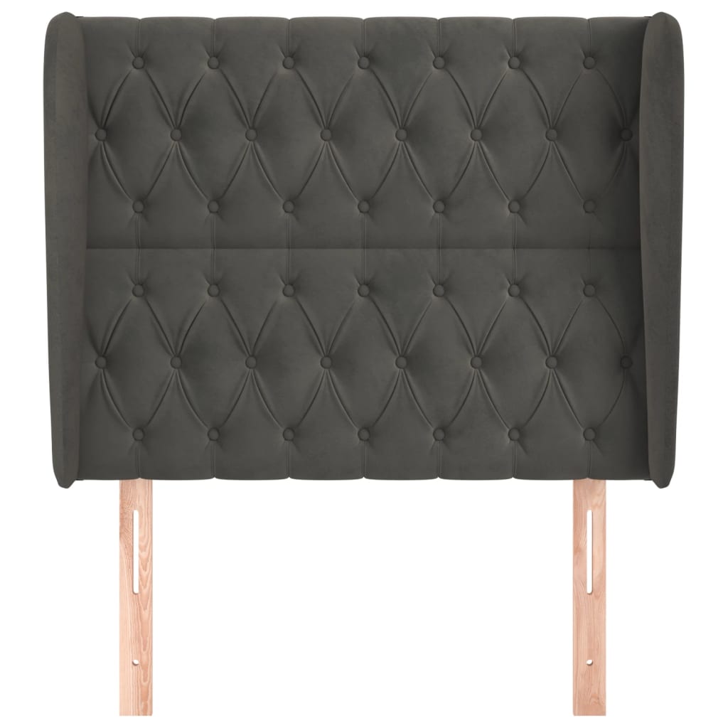 Tête de lit avec oreilles Gris foncé 103x23x118/128 cm Velours - XIOS