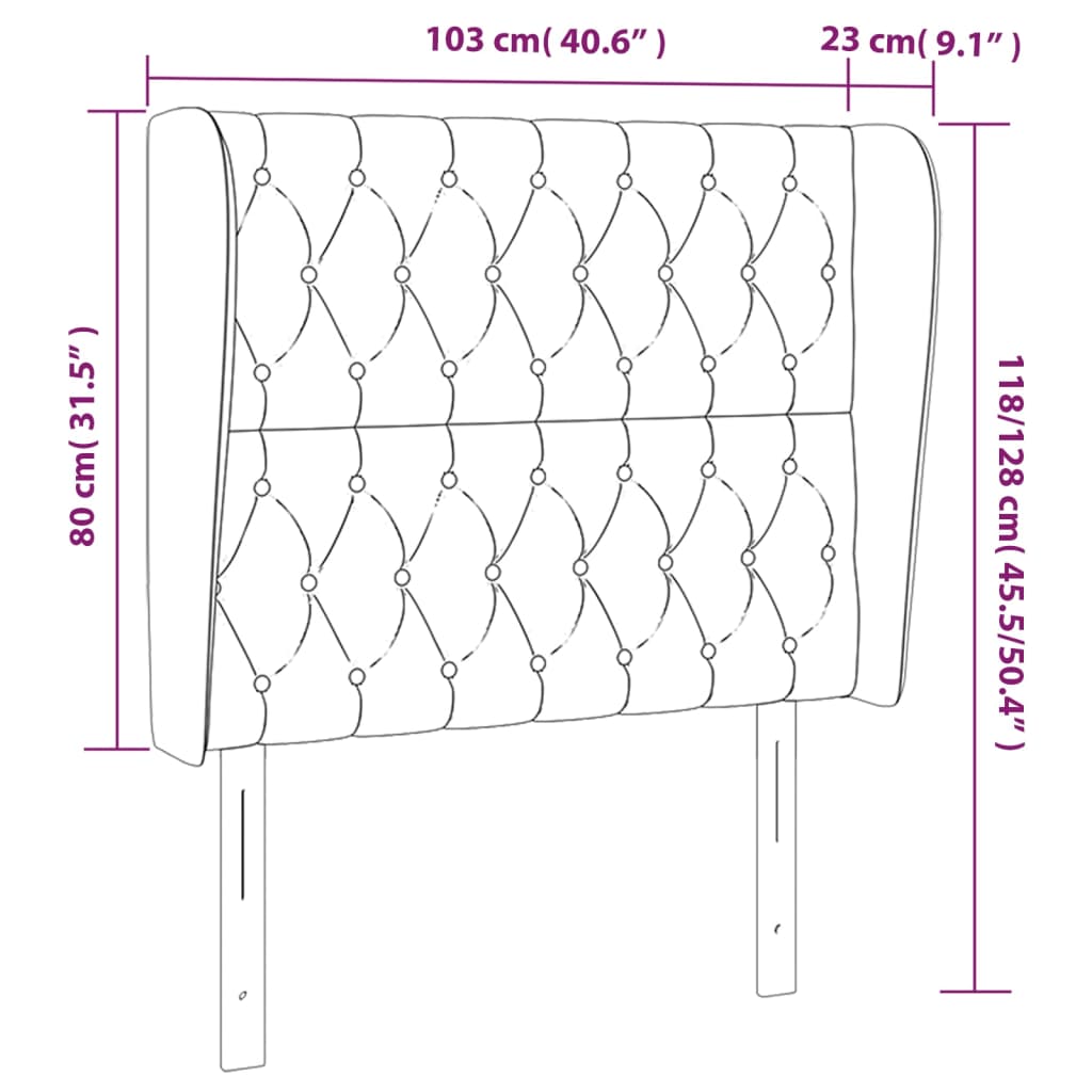 Tête de lit avec oreilles Gris foncé 103x23x118/128 cm Velours - XIOS