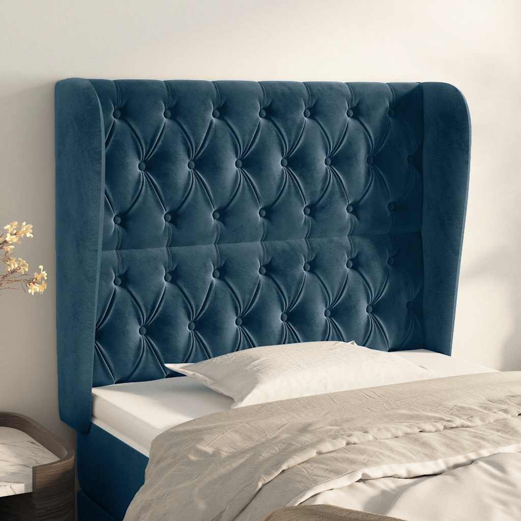 Tête de lit avec oreilles Bleu foncé 103x23x118/128 cm Velours - XIOS