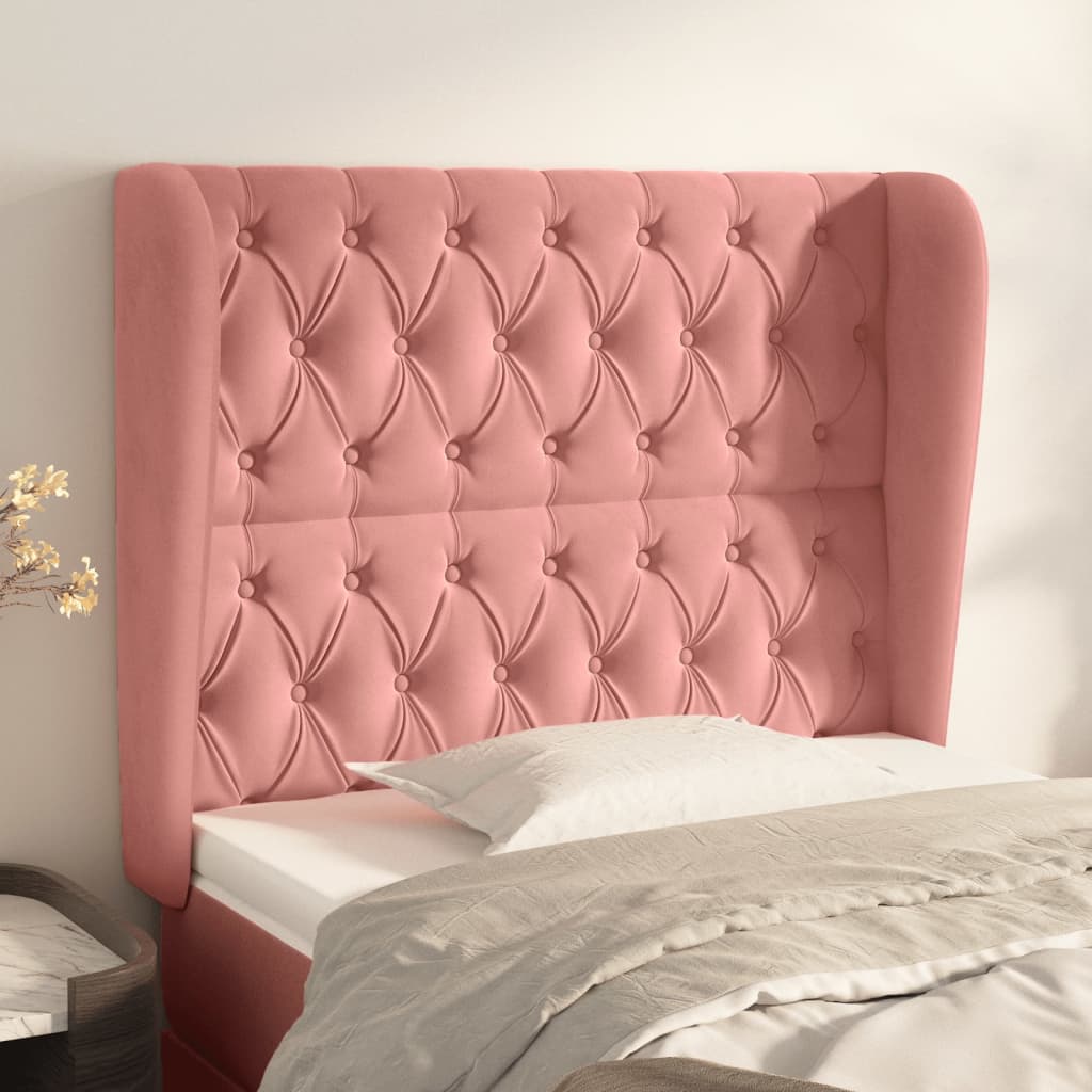 Tête de lit avec oreilles Rose 103x23x118/128 cm Velours - XIOS