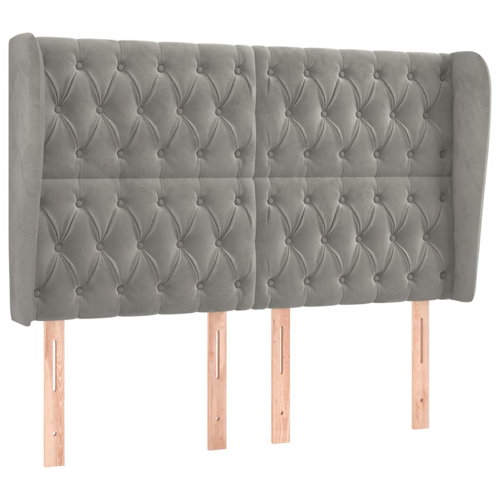 Tête de lit avec oreilles Gris clair 147x23x118/128 cm Velours - XIOS