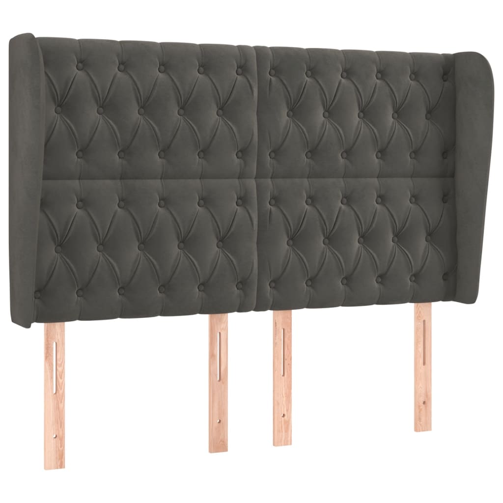 Tête de lit avec oreilles Gris foncé 147x23x118/128 cm Velours - XIOS
