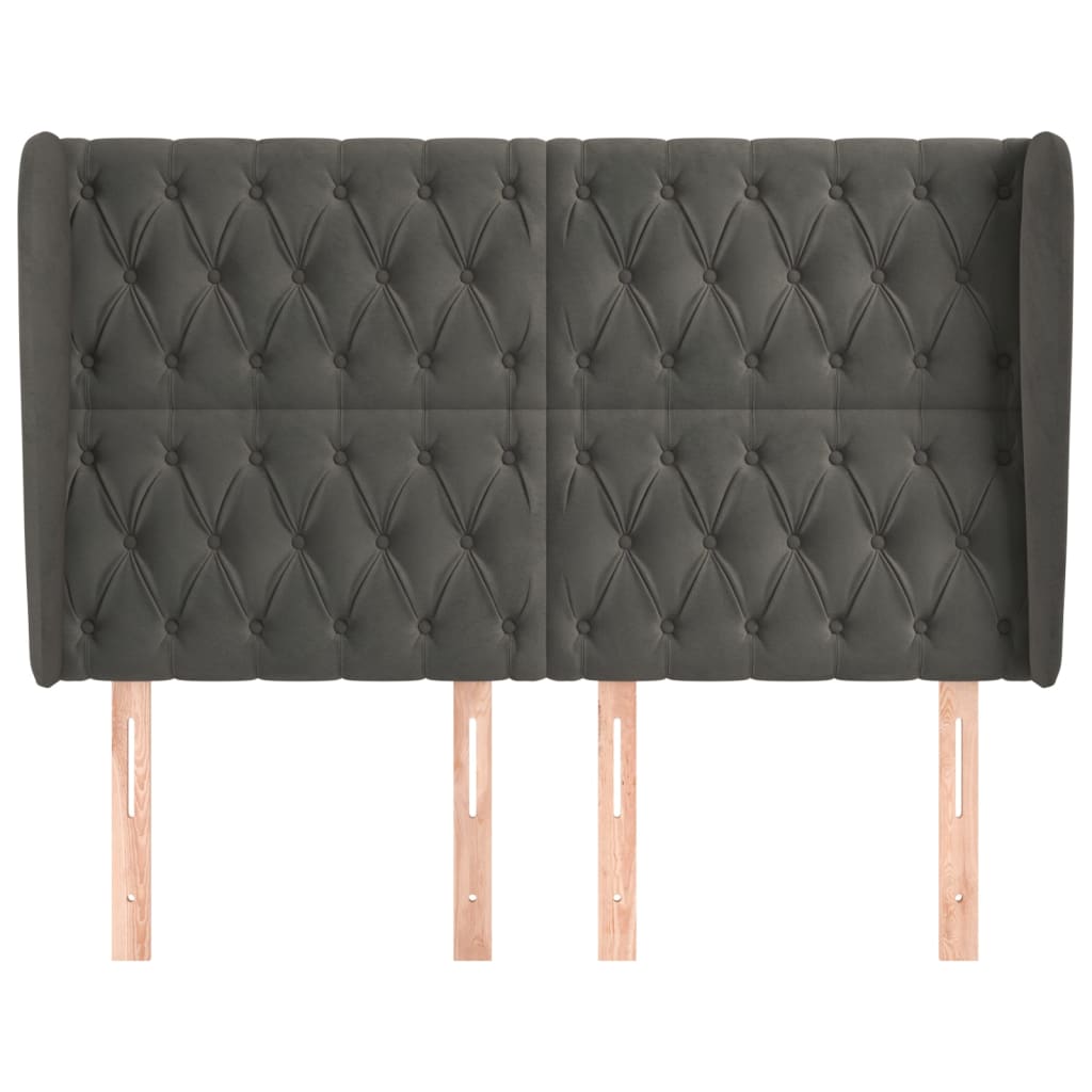 Tête de lit avec oreilles Gris foncé 147x23x118/128 cm Velours - XIOS
