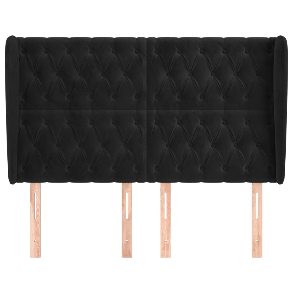 Tête de lit avec oreilles Noir 147x23x118/128 cm Velours - XIOS