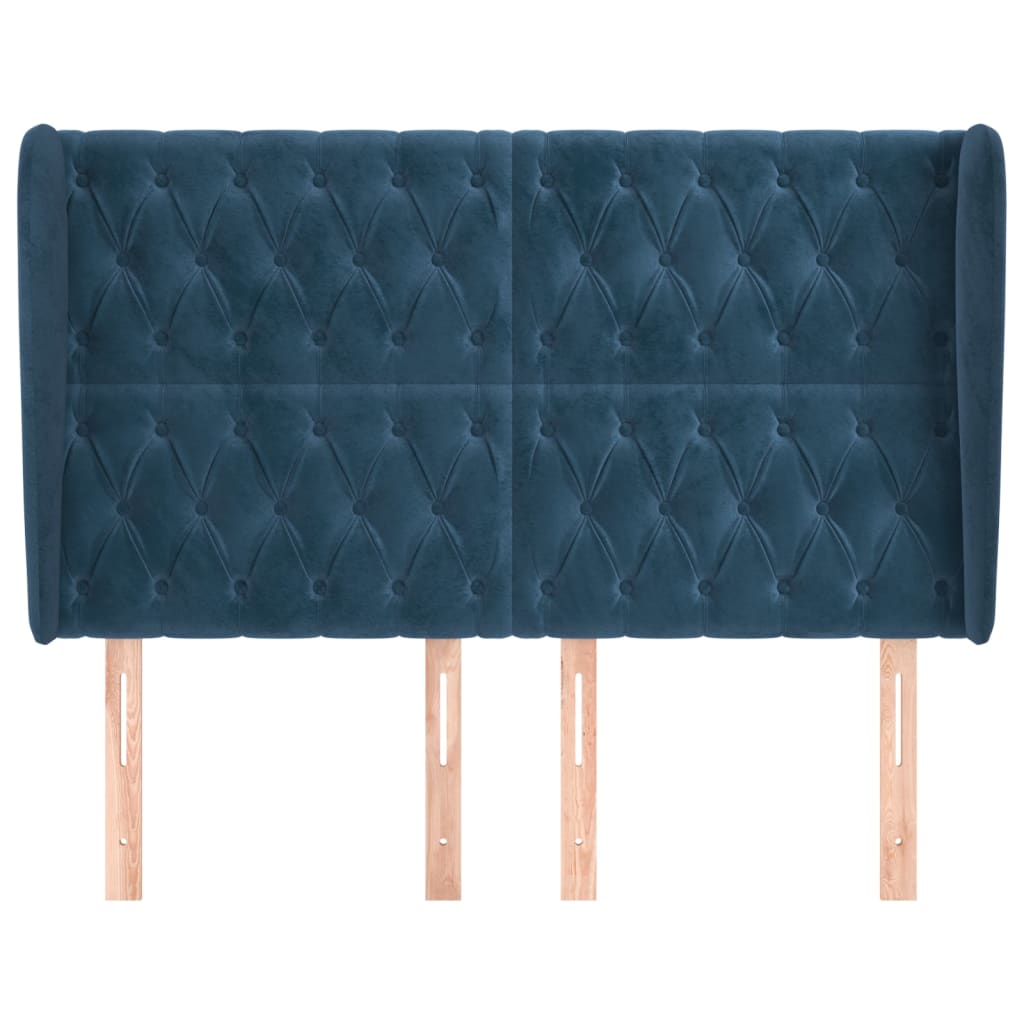 Tête de lit avec oreilles Bleu foncé 147x23x118/128 cm Velours - XIOS