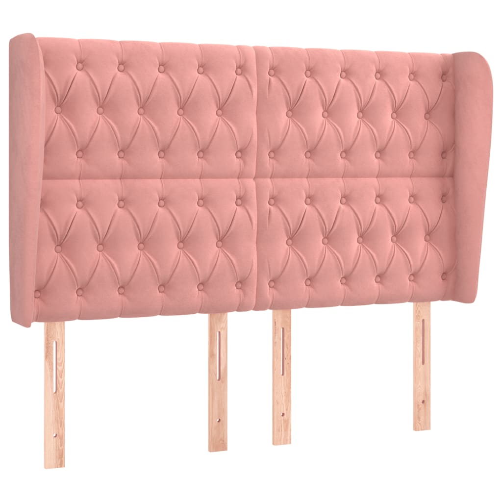 Tête de lit avec oreilles Rose 147x23x118/128 cm Velours - XIOS