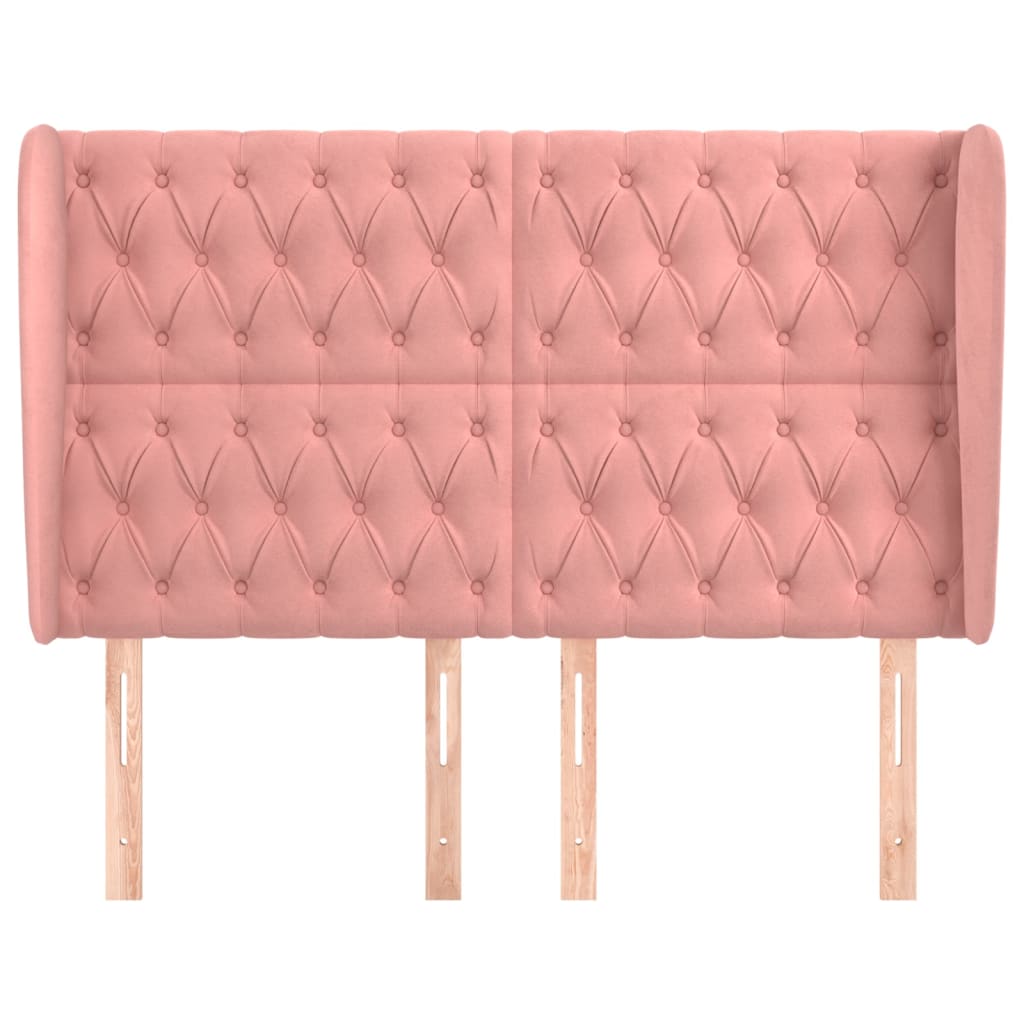Tête de lit avec oreilles Rose 147x23x118/128 cm Velours - XIOS