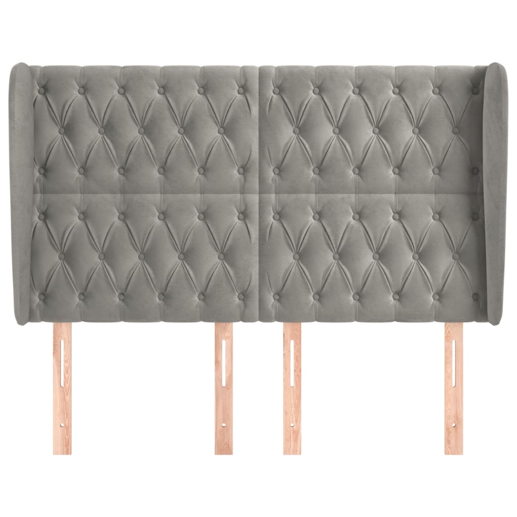 Tête de lit avec oreilles Gris clair 163x23x118/128 cm Velours - XIOS