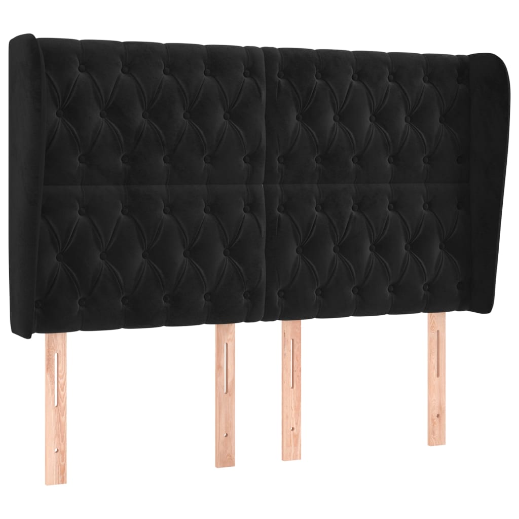 Tête de lit avec oreilles Noir 163x23x118/128 cm Velours - XIOS