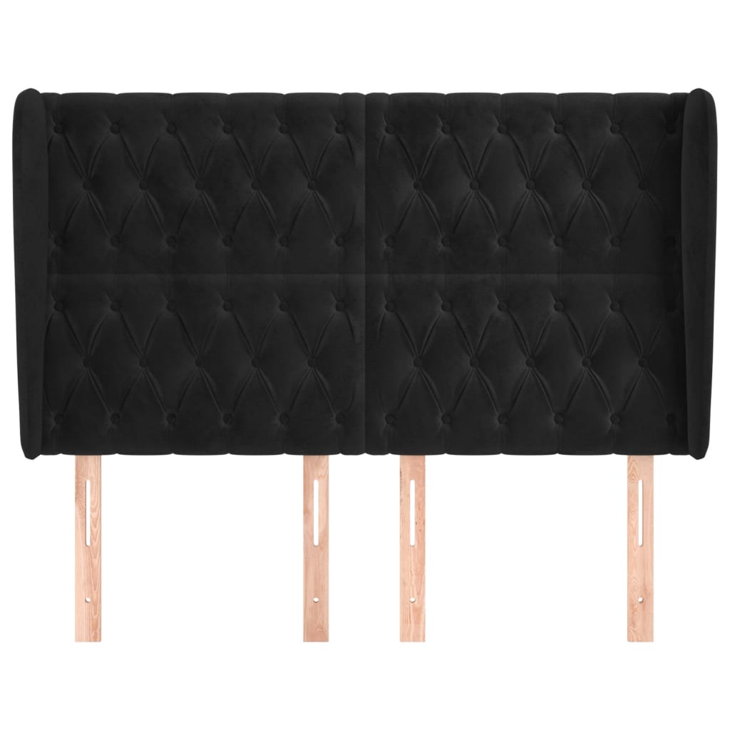Tête de lit avec oreilles Noir 163x23x118/128 cm Velours - XIOS