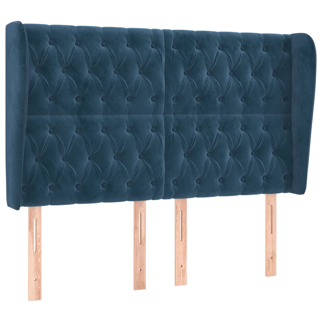 Tête de lit avec oreilles Bleu foncé 163x23x118/128 cm Velours - XIOS