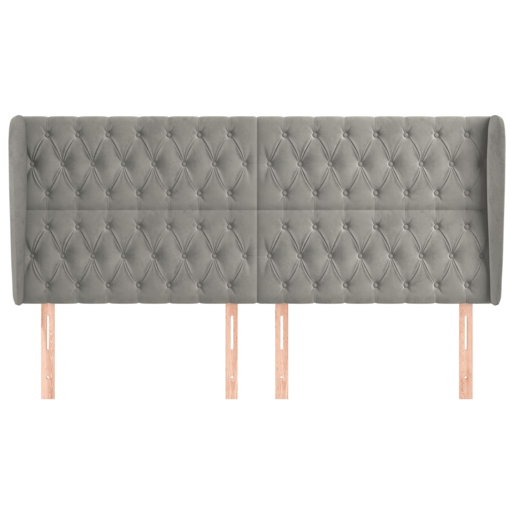 Tête de lit avec oreilles Gris clair 183x23x118/128 cm Velours - XIOS